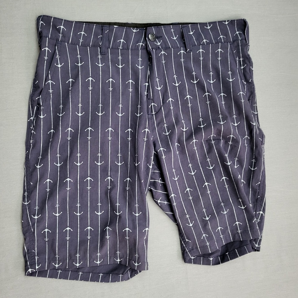Trunks‎ Surf Swim Mens 34 Navy Blue Anchor Stripe Multi-Functional Shorts Hybrid